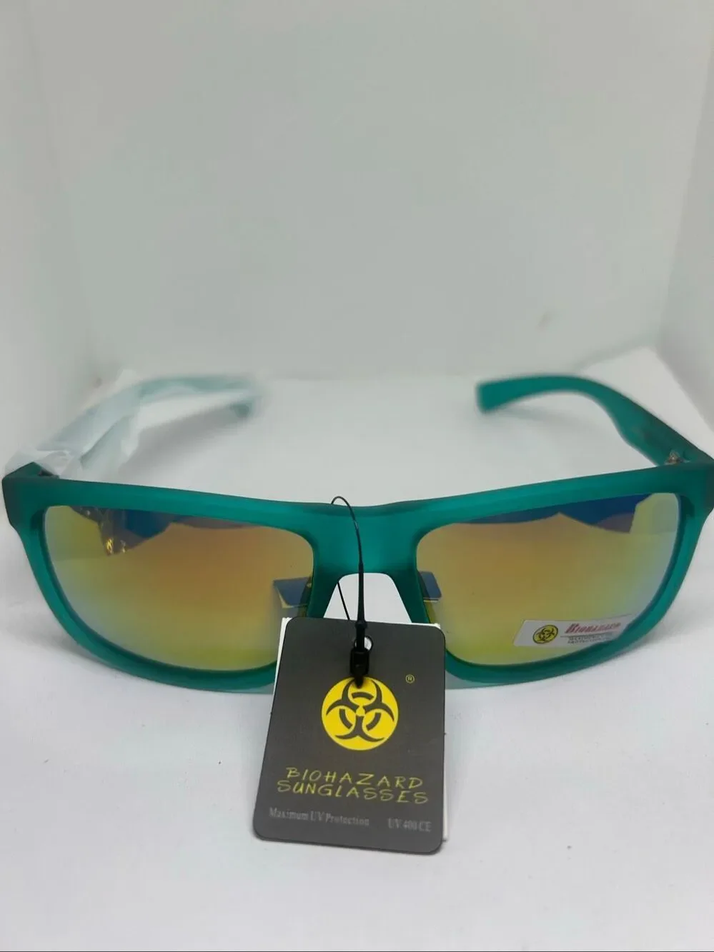 Biohazard Teal Frosted Mirrored UV400 Sunglasses NWT
